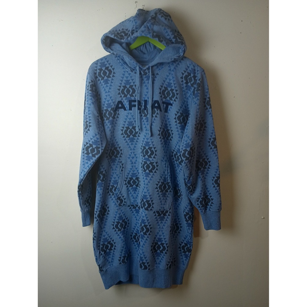 Ariat REAL Staycation Hoodie Dress Blue Southwestern Geometric Print 10039703 M